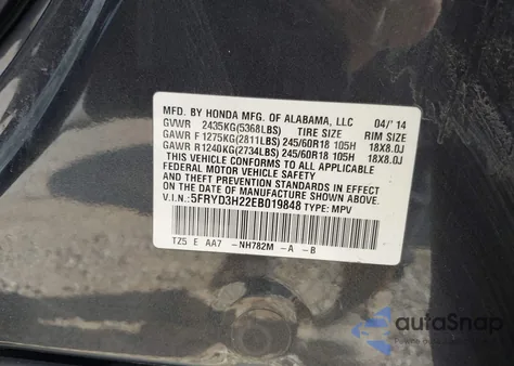2014 Acura Mdx z USA, uszkodzony, nr VIN 5FRYD3H22EB019848